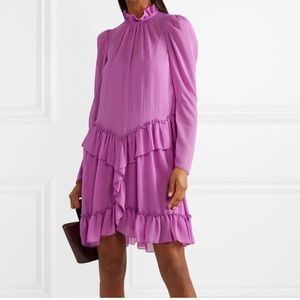 See By Chloe Georgette Ruffle Mini Dress Purple